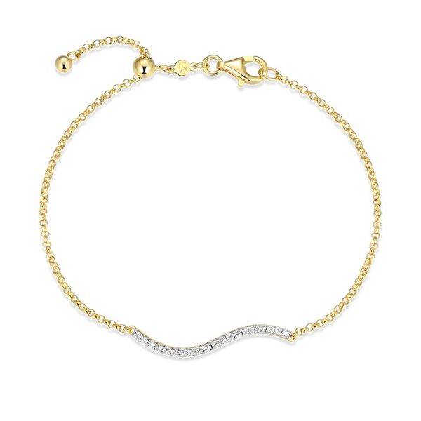 Wavy Bar Lab-Created Diamond Bolo Bracelet in 14K Yellow Gold-Plated Sterling Silver, 7.75