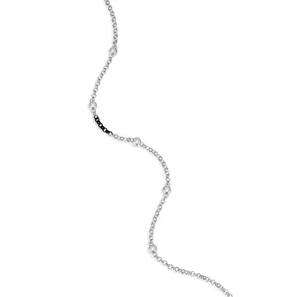 Bezel Station Bolo Bracelet in Rhodium-Plated Sterling Silver, 7.75