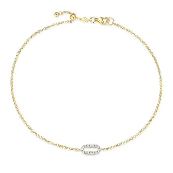 Mini Paperclip Pendant Lab-Created Diamond Bolo Anklet in 14K Yellow Gold-Plated Sterling Silver, 11