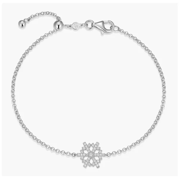 1/8ctw SS Snowflake Bolo Lab Grown Diamond Bracelet, SI, G-H, 7.75