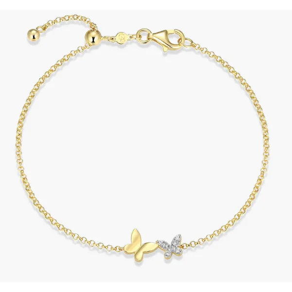 1/20ctw GP Twin Butterfly Lab Grown Diamond Bolo Bracelet, SI, G-H,, 7.75