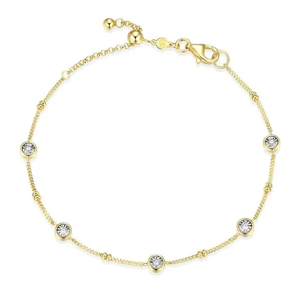 Bezel Station Lab-Created Diamond Beaded Bolo Bracelet in 14K Yellow Gold-Plated Sterling Silver, 6.5