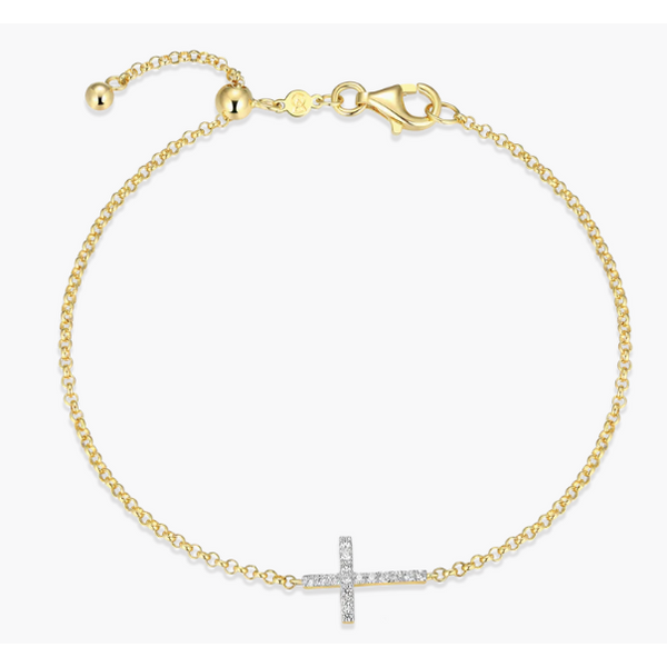 1/10ctw GP Lab Grown Diamond Cross Bolo Bracelet, SI, G-H, 7.75