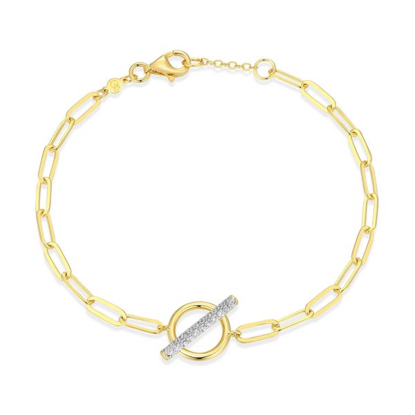 Lab-Created Diamond Toggle-Look Paperclip Bracelet in 14K Yellow Gold-Plated Sterling Silver, 6.5