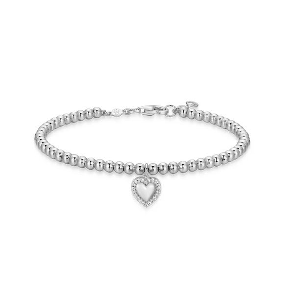 Heart with 1/10ctw Lab-Created Diamond Halo Beaded Bracelet, G-H, SI Blocher Jewelers Ellwood City, PA