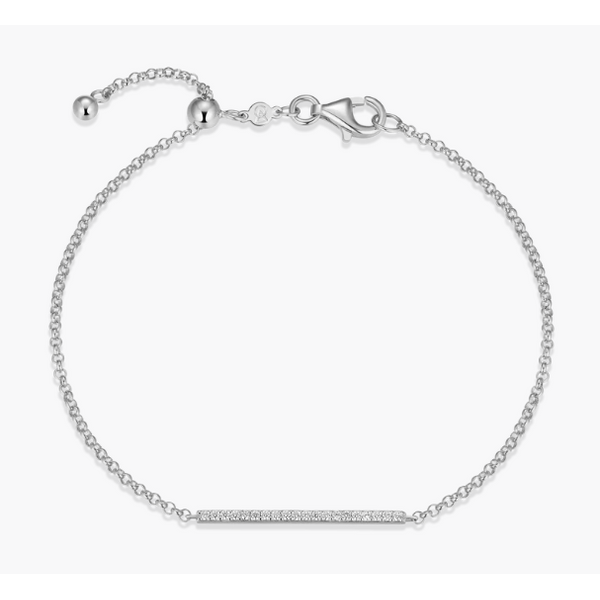 1/10ctw Pave Bar Bolo Bracelet in Rhodium-Plated Sterling Silver, G-H, SI, 7.75