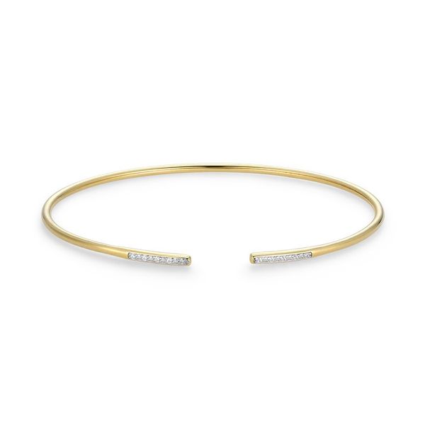 Pave Minimalist Lab-Created Diamond Flex Cuff Bracelet in 14K Gold & Rhodium-Plated Sterling Silver, 6.75