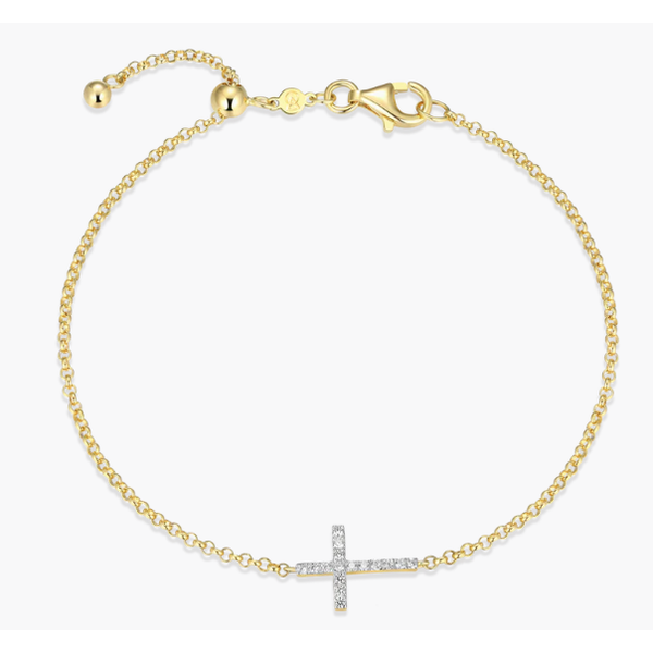 1/10ctw GP Lab Grown Diamond Cross Bolo Bracelet, SI, G-H, 7.75