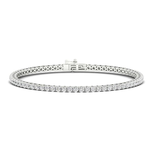 14K White Gold Lab Grown Diamond Tennis Bracelet with 70 Round Diamonds = 4.0Ctw Length 7.5
