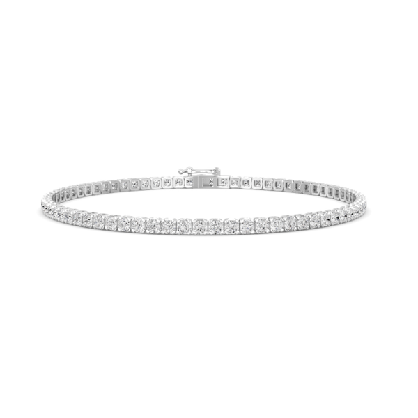 3ctw Sterling Silver Round Lab Grown Diamond Tennis Bracelet, 7