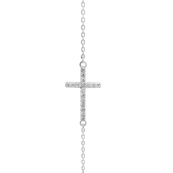 Sterling Silver 0.25ctw Lab Grown Diamond Cross Bracelet, 8