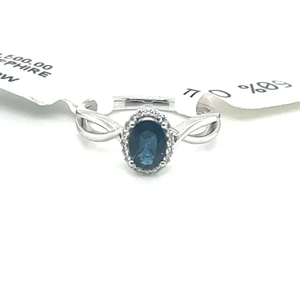 14K White Gold Ring with Blue Sapphire and 0.10TW Diamonds Blocher Jewelers Ellwood City, PA