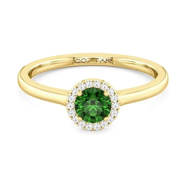 10K Yellow Gold Emerald Ring with Diamond Halo - Birthstone Collection - May  Blocher Jewelers Ellwood City, PA