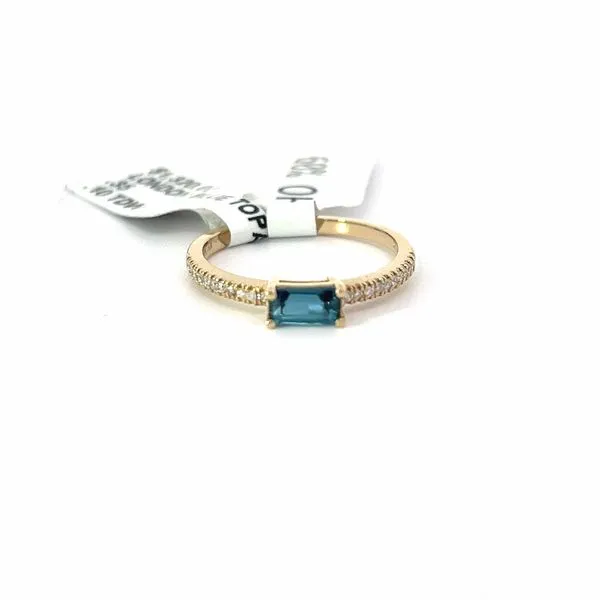 14K Yellow Gold London Blue Topaz Ring with Diamond Accents Blocher Jewelers Ellwood City, PA