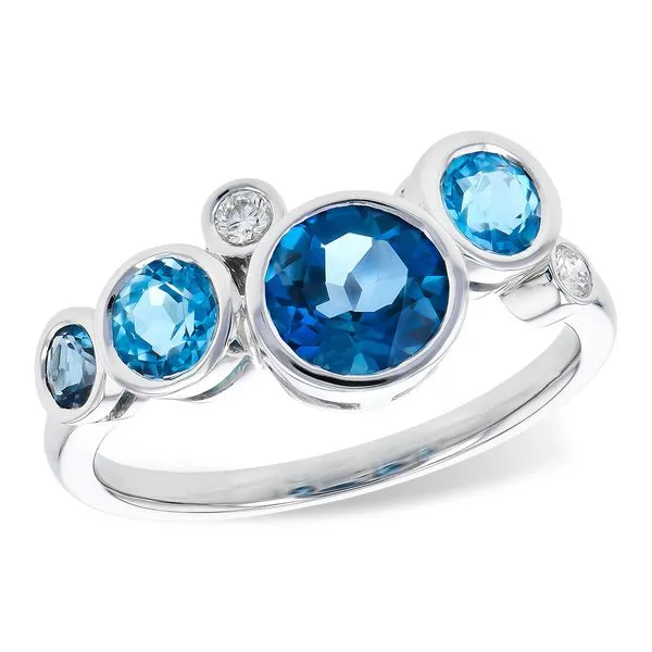 14K White Gold Blue Topaz Bubble Ring with 1.40Tw Blue Topaz Blocher Jewelers Ellwood City, PA