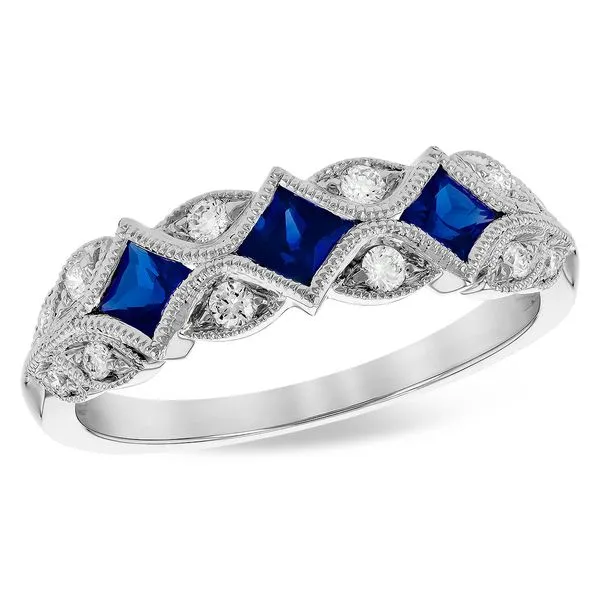 14K White Gold Diamond and Sapphire Fashion Ring with 0.55Tw Sapphire and 0.15Tw Diamonds Blocher Jewelers Ellwood City, PA