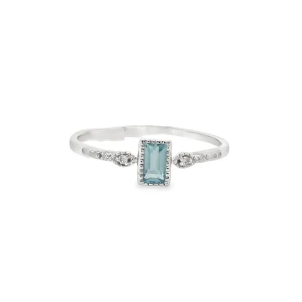 14K White Gold Blue Topaz Ring with 0.04Tw of Diamonds Blocher Jewelers Ellwood City, PA