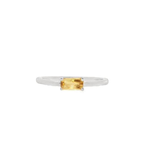 14K White Gold Horizontal Citrine Emerald Cut Ring Size 7 Blocher Jewelers Ellwood City, PA