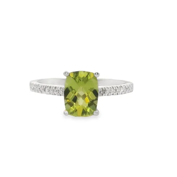 14K White Gold Peridot Ring with 0.08ctw Diamonds, Size 7 Blocher Jewelers Ellwood City, PA