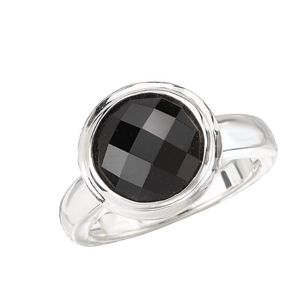 Faceted 10mm Black Onyx Ring In Sterling Silver Blocher Jewelers Ellwood City, PA