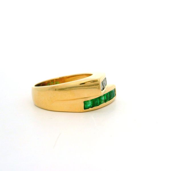 14K YG Emerald and Diamond Channel Set Ring, Size 6.5, 6 Round Diamonds, 6 Princess Cut Emeralds   ***ESTATE- AS IS Image 3 Blocher Jewelers Ellwood City, PA