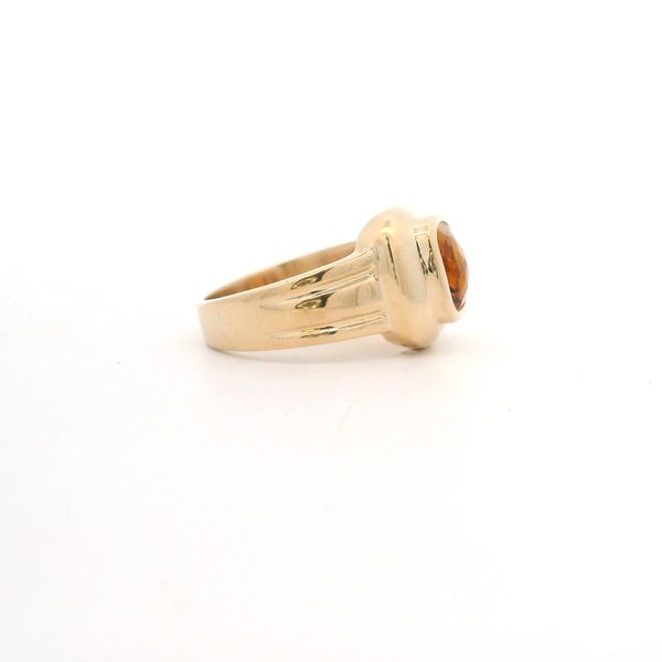 14K YG Bezel Set Cushion Checkerboard Cut Citrine Ring, Size 7    ***ESTATE- AS IS Image 2 Blocher Jewelers Ellwood City, PA