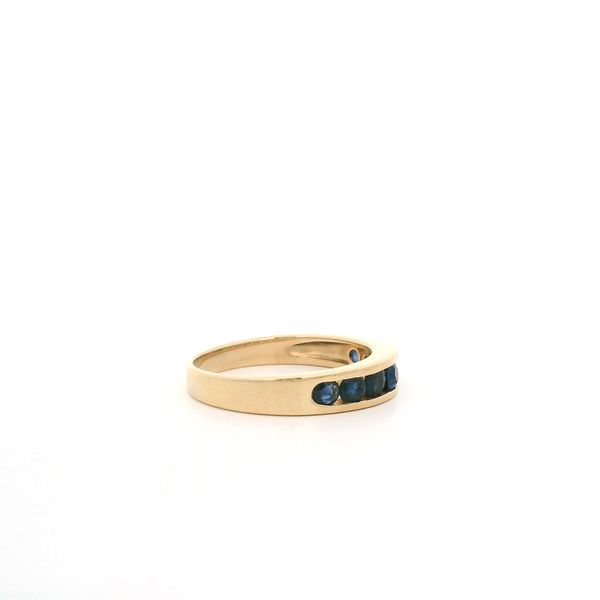 14K YG Channel Set Round Blue Sapphire Stone Band (7 Stones), Size 6.5   ***ESTATE- AS IS Image 3 Blocher Jewelers Ellwood City, PA