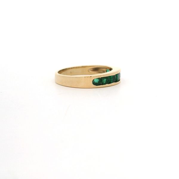 14K YG Channel Set Round Cut Emerald Stone Band (7 Stones), Size 7   ***ESTATE- AS IS Image 2 Blocher Jewelers Ellwood City, PA