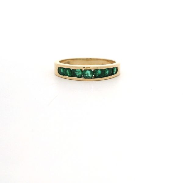 14K YG Channel Set Round Cut Emerald Stone Band (7 Stones), Size 7   ***ESTATE- AS IS Blocher Jewelers Ellwood City, PA
