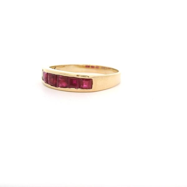 14K YG Channel Set Princess Cut Ruby Band (6 Stones), Size 10   ***ESTATE- AS IS Image 2 Blocher Jewelers Ellwood City, PA