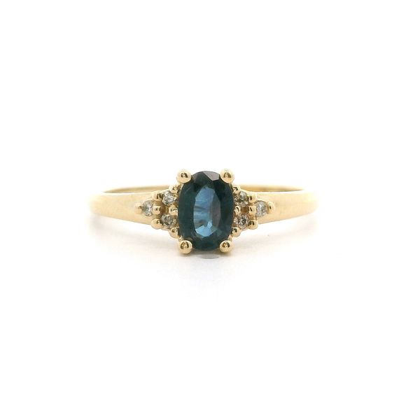 10K YG Oval Cut Sapphire Ring with 0.04ctw Diamond Accents, Size 7 Blocher Jewelers Ellwood City, PA