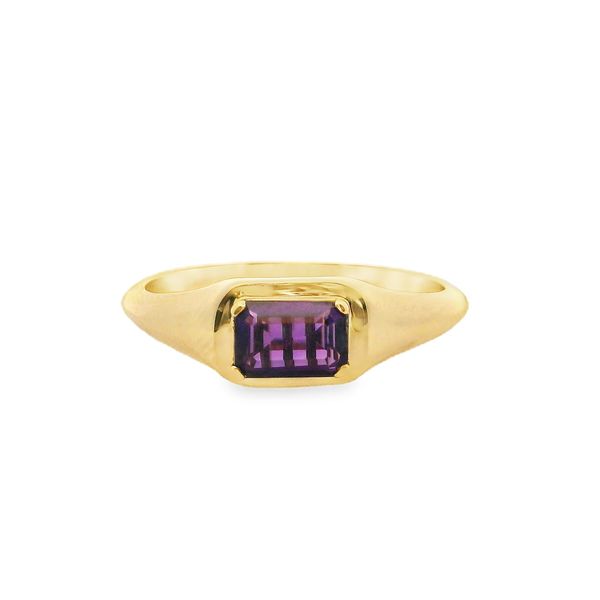 10K Yellow Gold Emerald-Cut Amethyst Set East to West Ring Size 7 Blocher Jewelers Ellwood City, PA