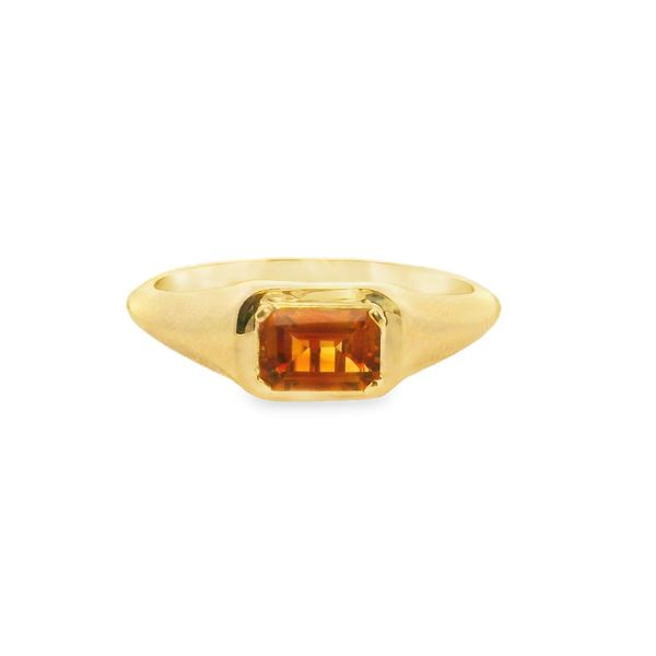 10K Yellow Gold Emerald-Cut Citrine Set East to West Ring Size 7 Blocher Jewelers Ellwood City, PA