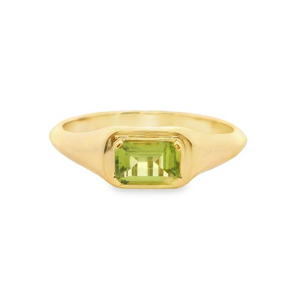 10K Yellow Gold Emerald-Cut Peridot Set East to West Ring Size 7 Blocher Jewelers Ellwood City, PA
