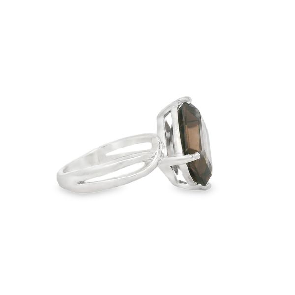 Diagonal Set 13 x11mm Emerald Cut Smokey Topaz Sterling Silver Ring Image 2 Blocher Jewelers Ellwood City, PA
