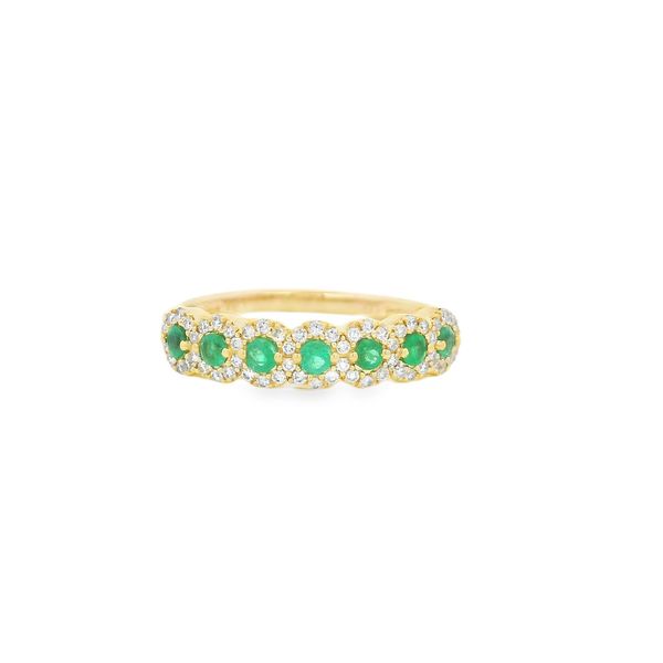 14K YG 0.25ctw Diamond Halo Emerald Ring Size 7 Blocher Jewelers Ellwood City, PA