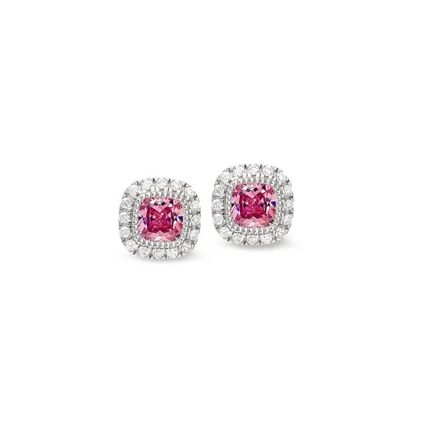 Sterling Silver Micropave Simulated Pink Sapphire Earrings Blocher Jewelers Ellwood City, PA