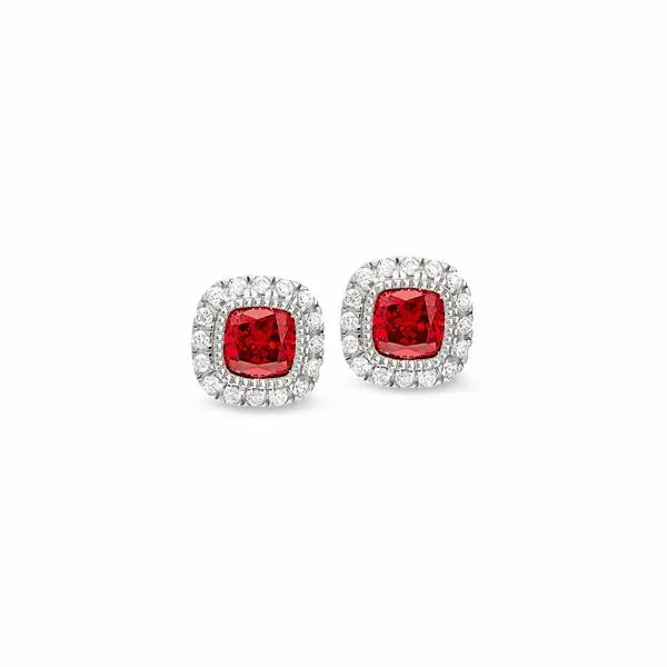 Sterling Silver Micropave Simulated Garnet Earrings Blocher Jewelers Ellwood City, PA