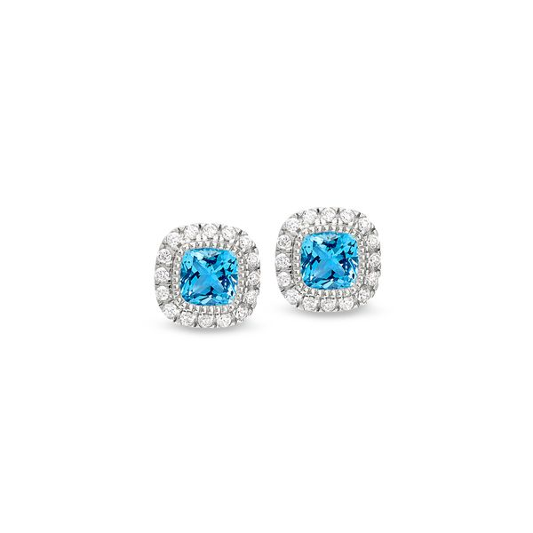 Sterling Silver Micropave Simulated Blue Topaz Earrings Blocher Jewelers Ellwood City, PA