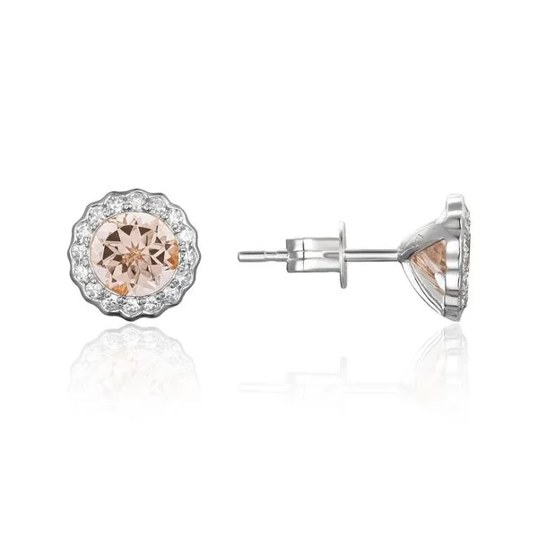 14K White Gold Morganite Floral Studs Blocher Jewelers Ellwood City, PA