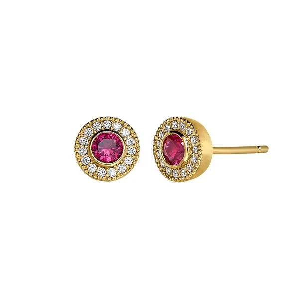 Sterling Silver Micropave Ruby Earrings with Simulated Diamonds Blocher Jewelers Ellwood City, PA