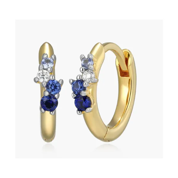 GP Scattered Ombre Lab Created Sapphire & Diamond Huggie Earrings, SI, G-H Blocher Jewelers Ellwood City, PA