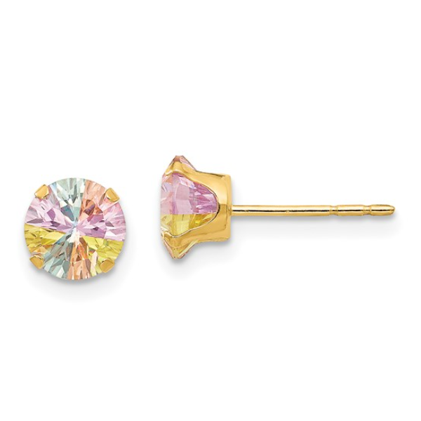 14K Madi K 6mm Round Multi-color CZ Post Earrings Blocher Jewelers Ellwood City, PA