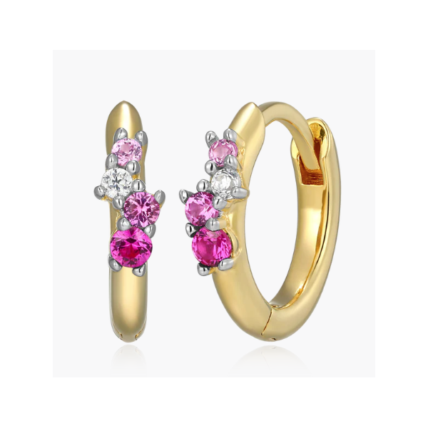 GP Scattered Ombre Lab Created Ruby & Diamond Huggie Earrings, SI, G-H Blocher Jewelers Ellwood City, PA