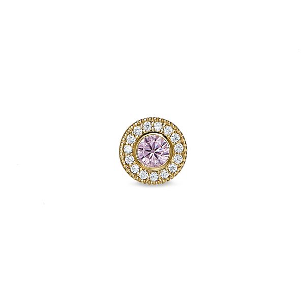 Gold-Plated Micropave Simulated Pink Sapphire Charm Blocher Jewelers Ellwood City, PA