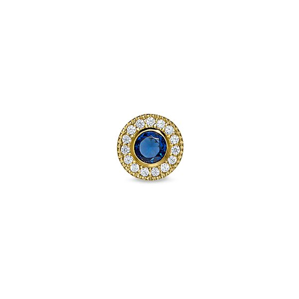 Gold-Plated Micropave Simulated Sapphire Charm Blocher Jewelers Ellwood City, PA