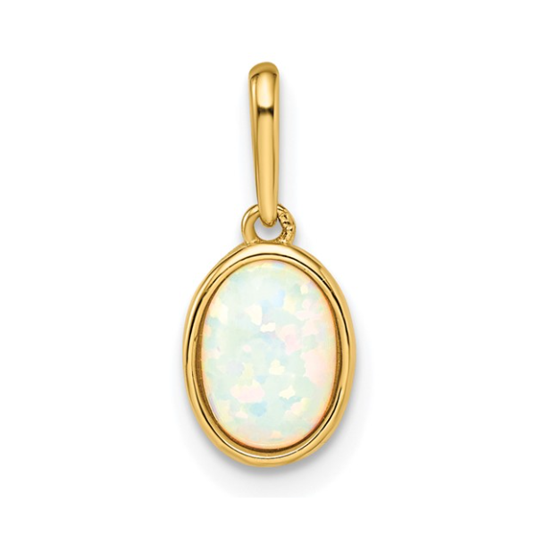 14K YG Lab Created Opal Pendant Blocher Jewelers Ellwood City, PA