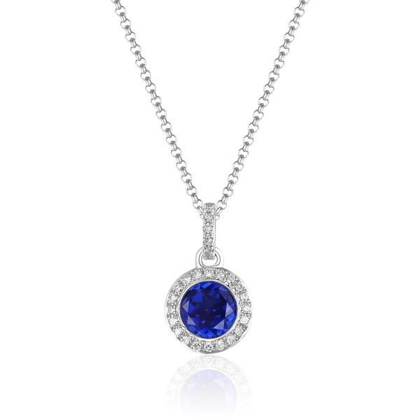 14K White Gold Necklace with Sapphire and Diamonds Blocher Jewelers Ellwood City, PA