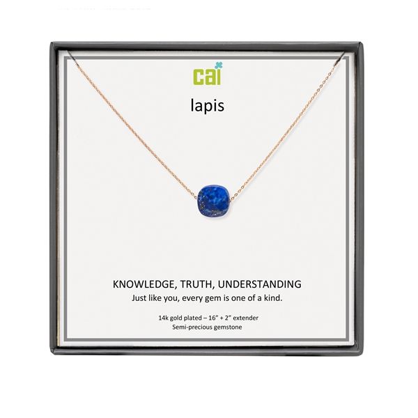 Gold-Plated Lapis Square Station Necklace Blocher Jewelers Ellwood City, PA