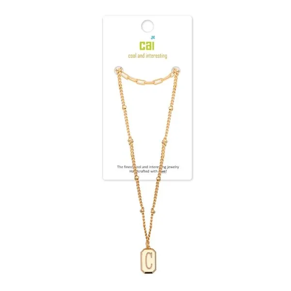 Gold-Plated Layering Tag Initial Necklace Blocher Jewelers Ellwood City, PA